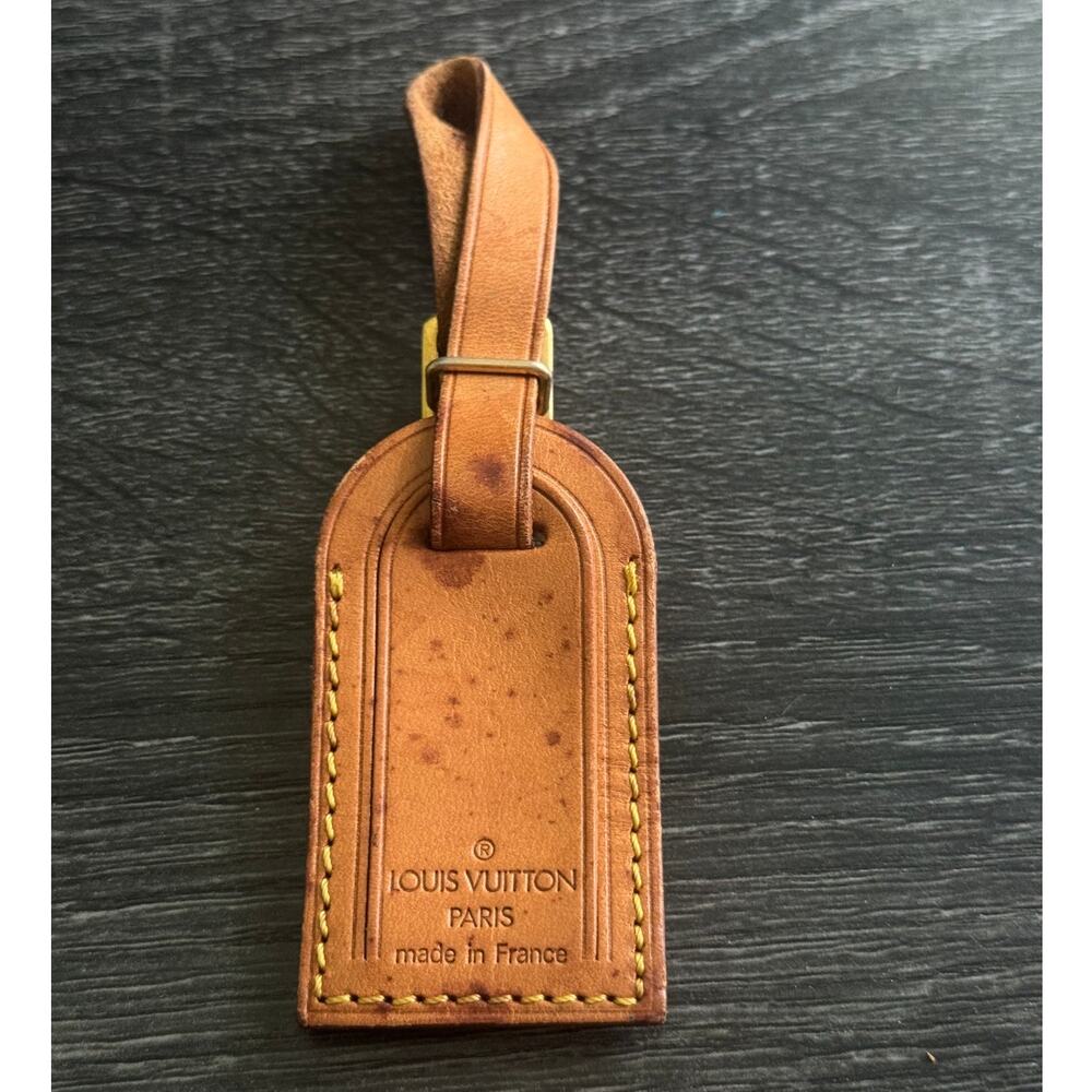 Authentic Louis Vuitton Vachetta Leather Luggage Tag SN842